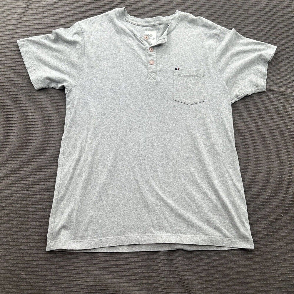 Devium Henley Shirt Men XL X-Large Gray Short Sleeve American Made Outdoors.